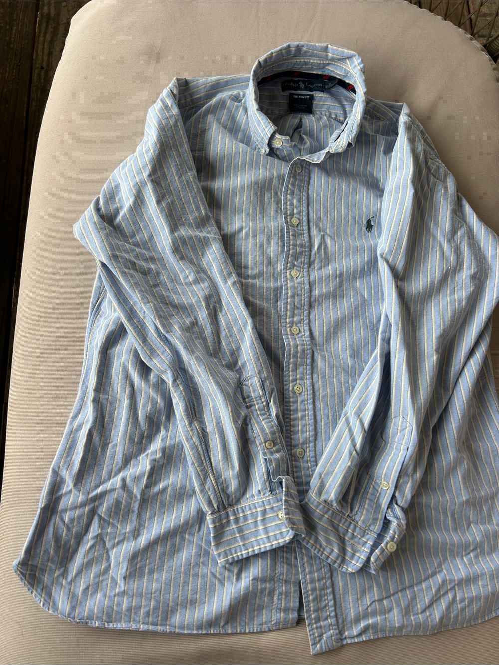 Ralph Lauren Light Blue and White Striped Button-Down Shirt